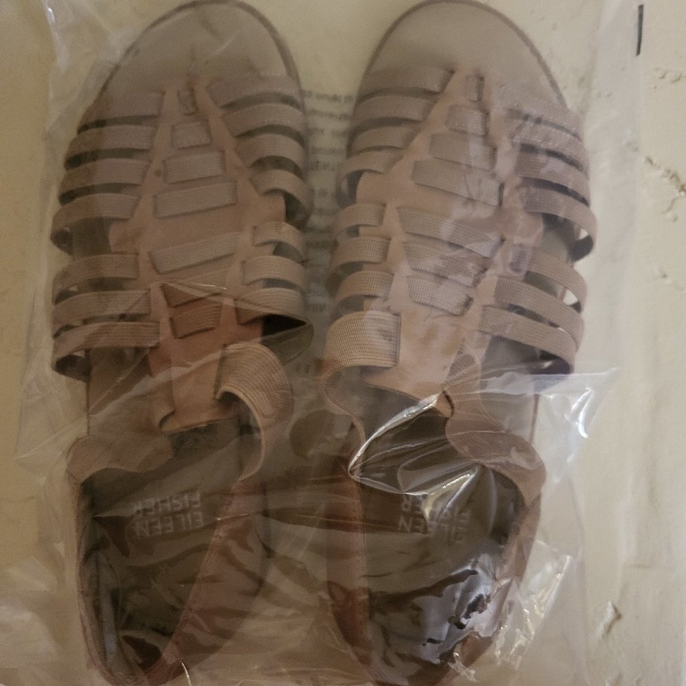 Eileen Fisher Sandals Rato Honey Tumbled Leather Flats Size 5.5 NWOB - Picture 8 of 8